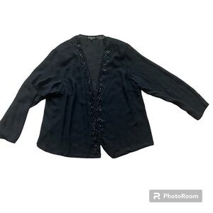 Montee collection black sheer formal cardigan shoulder cover up w beaded detail